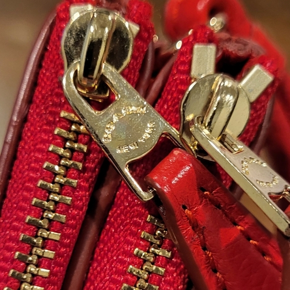 Coach Red Pebbled Leather Wristlet Wallet - Picture 8 of 16